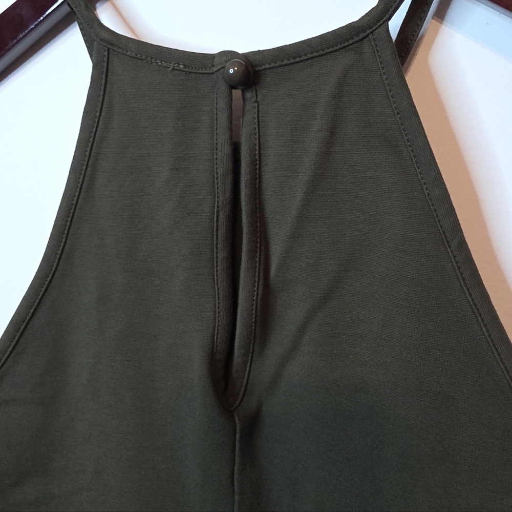 Windsor Olive Green Asymmetrical Bodycon Dress Elevated Streetwear Size Medium - Picture 7 of 9